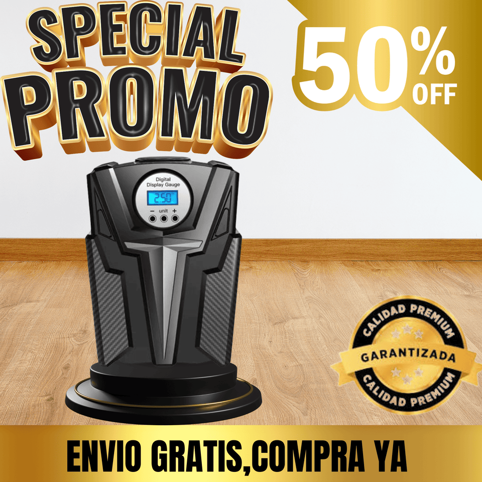 Compresor de Aire Portátil – Recargable, Alta Presión y Pantalla Digital