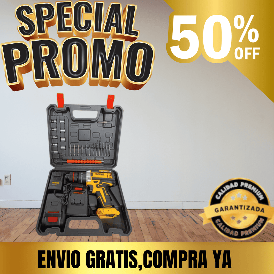 Taladro Percutor Inalámbrico Dewalt 36V | 2 Baterías y Kit Completo Profesional